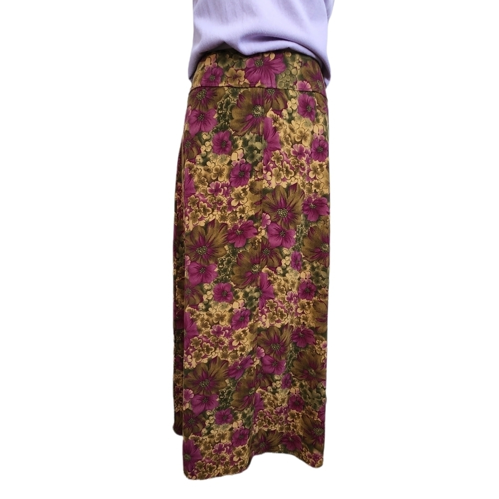 Chadwick Vintage Lavender & Tan Color Prairie Floral Print Women's Skirt Size 8